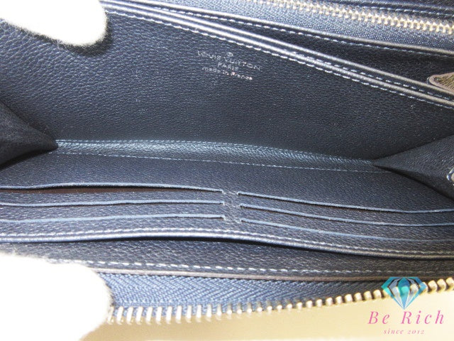 美品 ルイ ヴィトン LOUIS VUITTON モノグラム アンプラント ジッピー ウォレット M62069 フラワースタッズ マリンメタル ネイビー 紺 LV ロゴ ラウンドファスナー 長財布 二つ折り財布 ロング 【中古】【送料無料】 bs4445