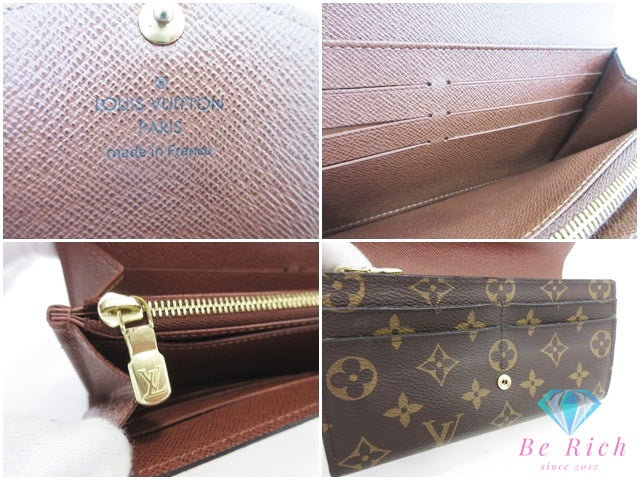 ルイ ヴィトン LOUIS VUITTON 長財布 モノグラム ポルト フォイユ サラ M60531 茶 ブラウン PVC レザー LV ロゴ 二つ折り財布 ロング ウォレット【中古】【送料無料】 bs4449