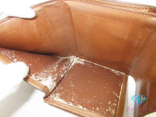 ルイ ヴィトン LOUIS VUITTON W ホック 二つ折り財布 モノグラム ポルト モネ ビエ カルト クレディ M61652 ブラウン コンパクト ウォレット 【中古】【送料無料】bs4459