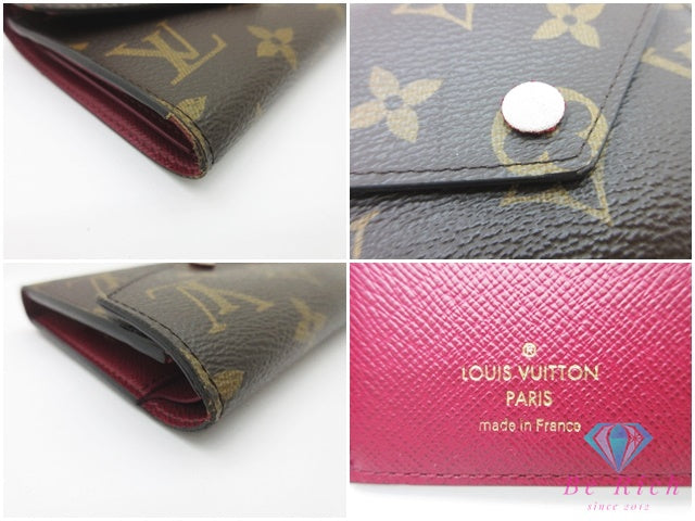 ルイ ヴィトン LOUIS VUITTON 三つ折り財布 モノグラム ポルトフォイユ ヴィクトリーヌ M41938 フューシャ ブラウン 財布 コンパクト ウォレット 【中古】【送料無料】 bs4463