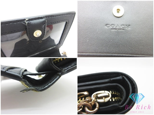 コーチ COACH 二つ折り財布 C3309 シグネチャー ベージュ ブラウン PVC レザー ロゴ 札入れ 小銭入れ コンパクト ウォレット 【中古】【送料無料】bs4466