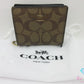 コーチ COACH 二つ折り財布 C3309 シグネチャー ベージュ ブラウン PVC レザー ロゴ 札入れ 小銭入れ コンパクト ウォレット 【中古】【送料無料】bs4466