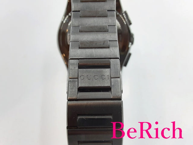 グッチ GUCCI パンテオン クロノグラフ メンズ 腕時計 デイト YA115237 黒 ブラック 文字盤 SS ブレス アナログ クォーツ QZ ウォッチ  【中古】【送料無料】 bt2830