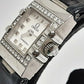 オメガ OMEGA コンステレーション カレ ダイヤ ベゼル レディース 腕時計 1535.71 ホワイト 白 SS レザー ブレス アナログ クォーツ QZ ウォッチ Constellation Carre  【中古】【送料無料】 bt3018