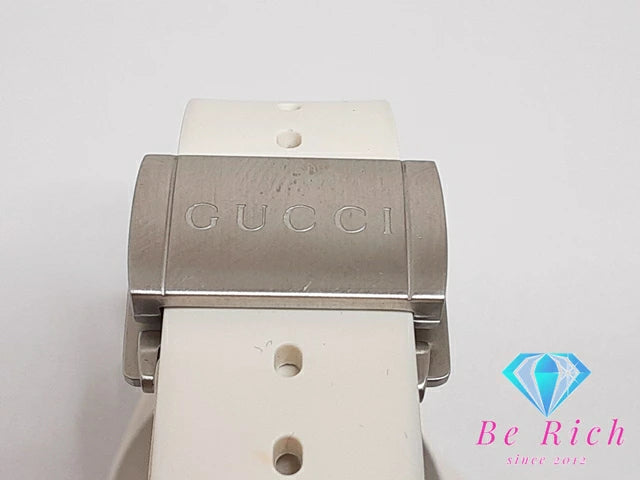 美品 グッチ GUCCI ダイヴ 自動巻き メンズ 腕時計 デイト YA136343 136.3 クリア ホワイト 白 セラミック SS ラバー ブレス ロゴ アナログ オートマ AT ウォッチ DIVE 【中古】【送料無料】 bt3019