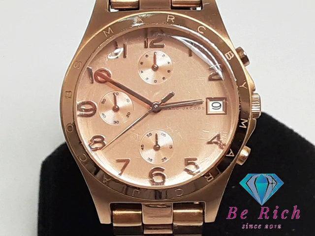 マーク バイ マークジェイコブス MARC BY MARC JACOBS ヘンリー クロノグラフ デイト レディース 腕時計 MBM3074 ローズ ゴールド SS GP ブレス アナログ クォーツ QZ ウォッチ Henry 【中古】【送料無料】 bt3031
