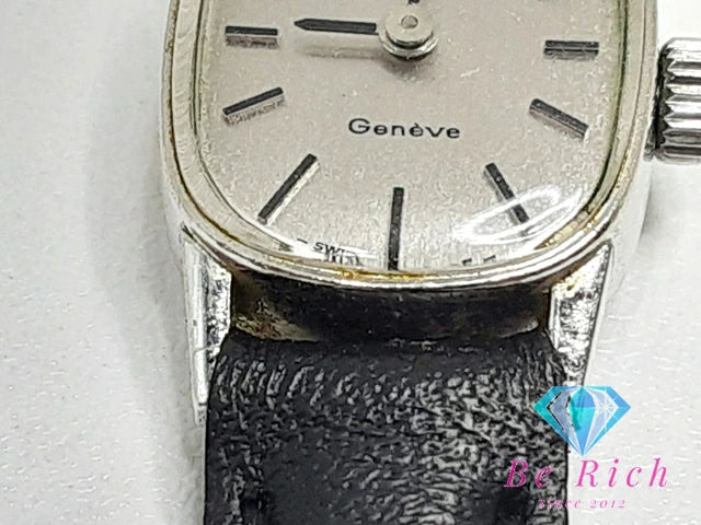 オメガ OMEGA ジュネーブ 手巻き レディース 腕時計 シルバー ブラック 黒 SS レザー ブレス アナログ ウォッチ ヴィンテージ アンティーク Geneve  【中古】【送料無料】 bt3045