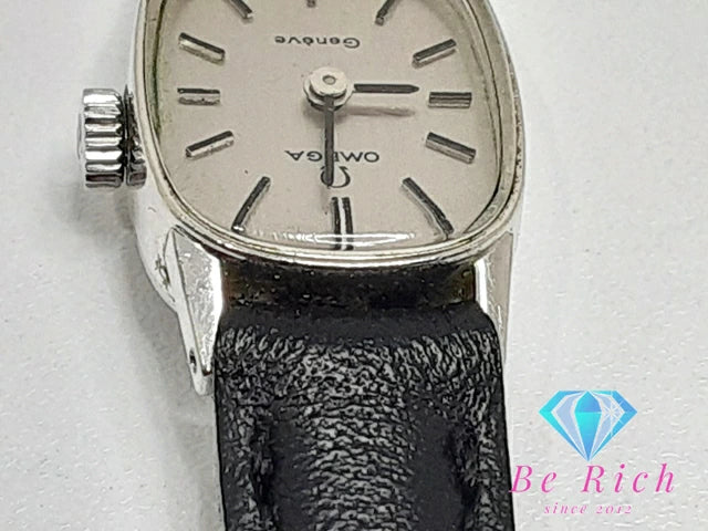 オメガ OMEGA ジュネーブ 手巻き レディース 腕時計 シルバー ブラック 黒 SS レザー ブレス アナログ ウォッチ ヴィンテージ アンティーク Geneve  【中古】【送料無料】 bt3045