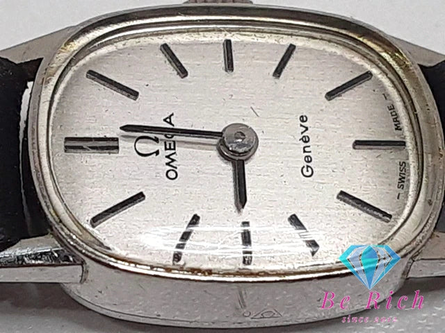 オメガ OMEGA ジュネーブ 手巻き レディース 腕時計 シルバー ブラック 黒 SS レザー ブレス アナログ ウォッチ ヴィンテージ アンティーク Geneve  【中古】【送料無料】 bt3045