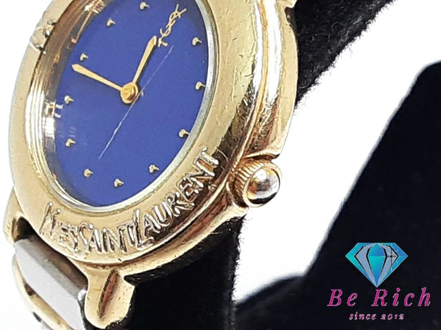 イヴ サンローラン YVES SAINT LAURENT レディース 腕時計 2200-229789Y 青 ブルー シルバー ゴールド SS ブレス YSL ロゴ アナログ クォーツ QZ ウォッチ 【中古】【送料無料】 bt3046
