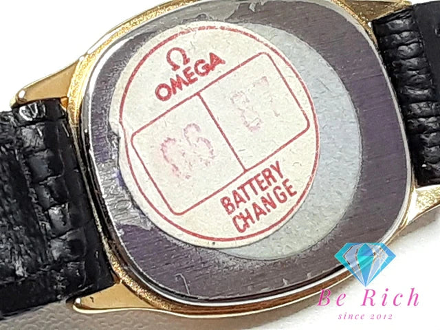 オメガ OMEGA デ ヴィル 591.0281 Cal 1450 レディース 腕時計 ゴールド ブラック 黒 SS レザー ブレス アナログ クォーツ QZ ウォッチ DE VILLE デビル アンティーク ヴィンテージ 【中古】【送料無料】 bt3055
