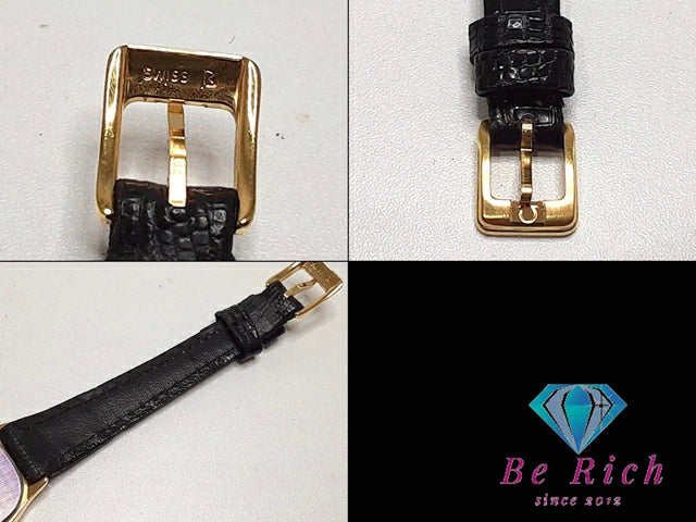 オメガ OMEGA デ ヴィル 591.0281 Cal 1450 レディース 腕時計 ゴールド ブラック 黒 SS レザー ブレス アナログ クォーツ QZ ウォッチ DE VILLE デビル アンティーク ヴィンテージ 【中古】【送料無料】 bt3055