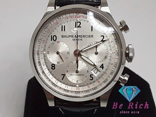 ボーム ＆ メルシェ BAUME & MERCIER ケープランド メンズ 腕時計 65687 自動巻き シルバー ブラック 黒 SS レザー ブレス オートマATウォッチ AT アナログ ウォッチ Capeland  【中古】【送料無料】 bt3056