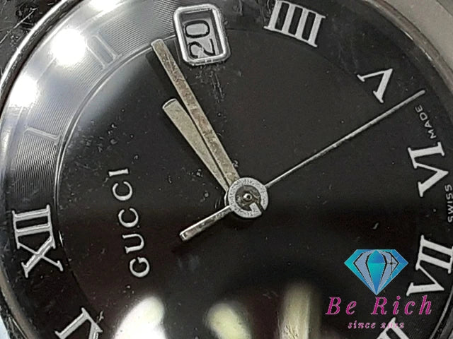 グッチ GUCCI Gクラス メンズ 腕時計 デイト 5500M 黒 ブラック シルバー SS ブレス アナログ QZ クォーツ ウォッチ  【中古】【送料無料】 bt3062