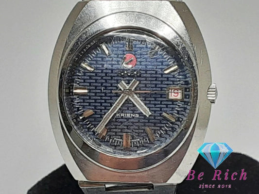 ラドー RADO KRIENS 自動巻き メンズ 腕時計 デイト 11020 ネイビー 紺 シルバー SS アナログ オートマ AT ウォッチ アンティーク ヴィンテージ  【中古】【送料無料】 bt3067