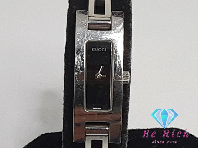 グッチ GUCCI レディース 腕時計 3900L 黒 ブラック シルバー SS ブレス レクタンギュラー アナログ クォーツ QZ ウォッチ バングル 【中古】【送料無料】 bt3075