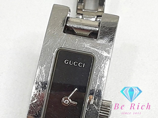グッチ GUCCI レディース 腕時計 3900L 黒 ブラック シルバー SS ブレス レクタンギュラー アナログ クォーツ QZ ウォッチ バングル 【中古】【送料無料】 bt3075