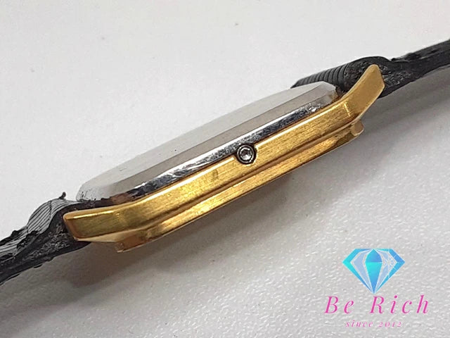 オメガ OMEGA デ ヴィル レディース 腕時計 プッシュ リュウズ ゴールド 黒 ブラック SS レザー ブレス アナログ クォーツ QZ ウォッチ DE VILLE デビル 【中古】【送料無料】 bt3092