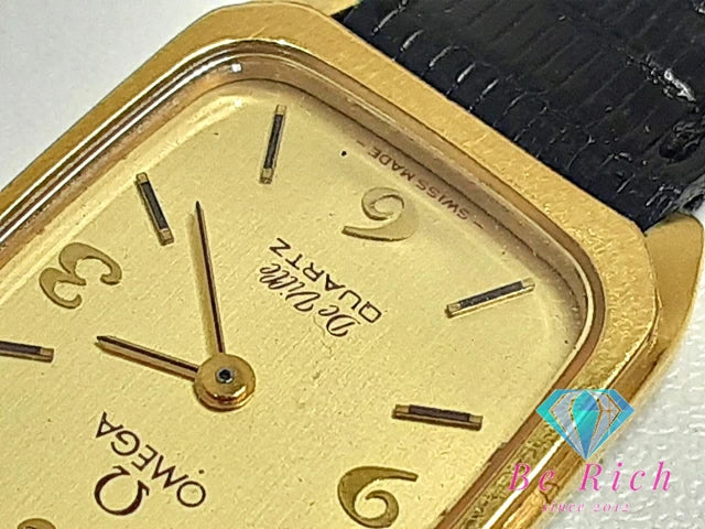 オメガ OMEGA デ ヴィル レディース 腕時計 プッシュ リュウズ ゴールド 黒 ブラック SS レザー ブレス アナログ クォーツ QZ ウォッチ DE VILLE デビル 【中古】【送料無料】 bt3092