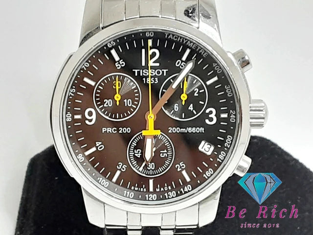 ティソ TISSOT クロノグラフ メンズ 腕時計 デイト T461 黒 ブラック シルバー SS ブレス アナログ クォーツ QZ ウォッチ  【中古】【送料無料】bt3097
