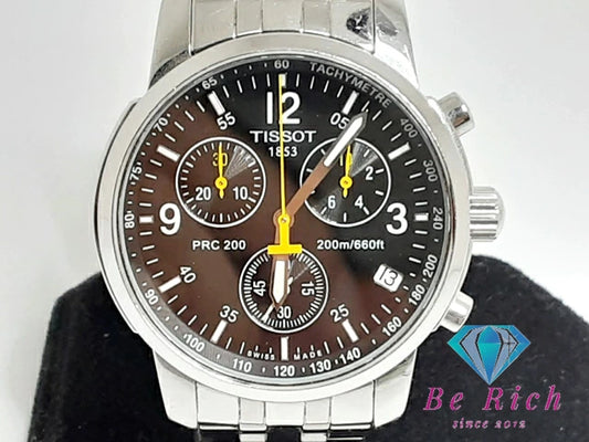 ティソ TISSOT クロノグラフ メンズ 腕時計 デイト T461 黒 ブラック シルバー SS ブレス アナログ クォーツ QZ ウォッチ  【中古】【送料無料】bt3097