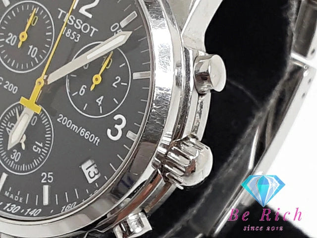 ティソ TISSOT クロノグラフ メンズ 腕時計 デイト T461 黒 ブラック シルバー SS ブレス アナログ クォーツ QZ ウォッチ  【中古】【送料無料】bt3097