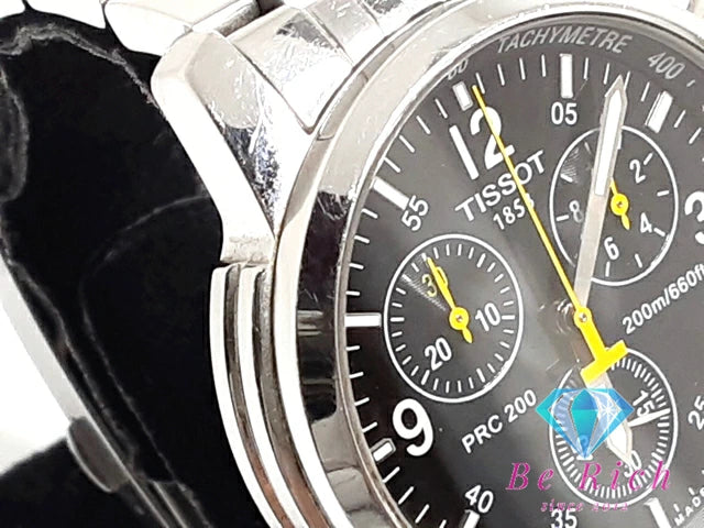 ティソ TISSOT クロノグラフ メンズ 腕時計 デイト T461 黒 ブラック シルバー SS ブレス アナログ クォーツ QZ ウォッチ  【中古】【送料無料】bt3097