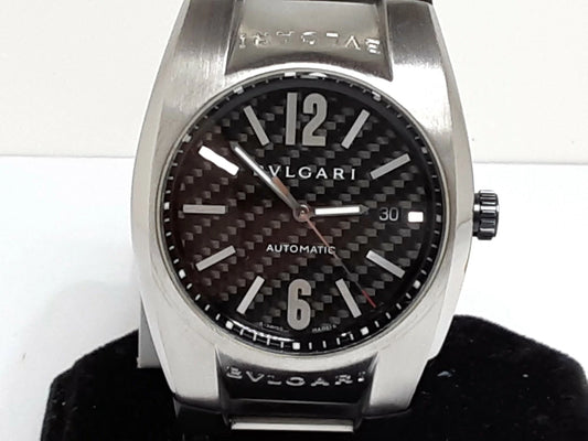 OH 仕上げ 済 ブルガリ BVLGARI エルゴン EG40S 自動巻き メンズ 腕時計 デイト カーボン ブラック 黒 SS ラバー ブレス アナログ オートマ AT ウォッチ 樹脂 Ergon  【中古】【送料無料】  bt3098