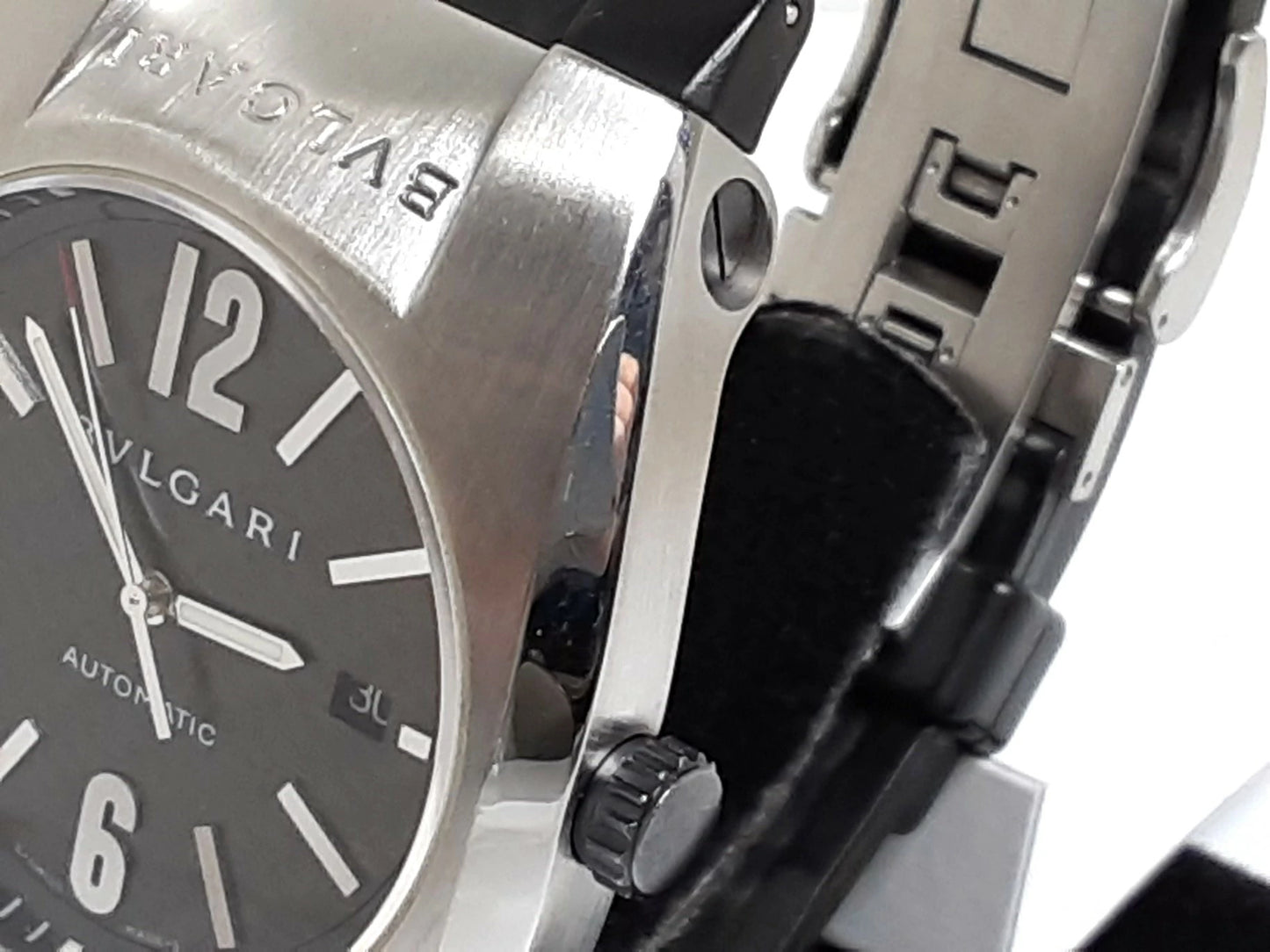 OH 仕上げ 済 ブルガリ BVLGARI エルゴン EG40S 自動巻き メンズ 腕時計 デイト カーボン ブラック 黒 SS ラバー ブレス アナログ オートマ AT ウォッチ 樹脂 Ergon  【中古】【送料無料】  bt3098