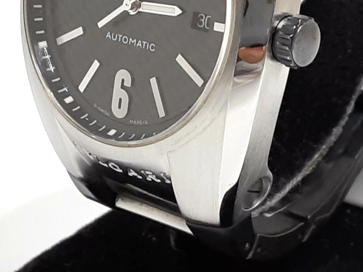 OH 仕上げ 済 ブルガリ BVLGARI エルゴン EG40S 自動巻き メンズ 腕時計 デイト カーボン ブラック 黒 SS ラバー ブレス アナログ オートマ AT ウォッチ 樹脂 Ergon  【中古】【送料無料】  bt3098