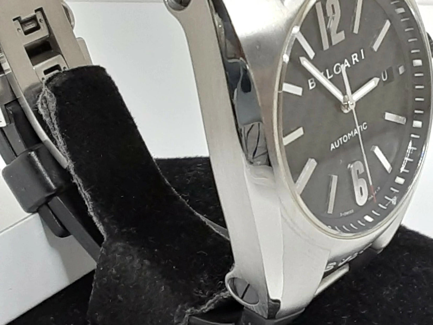 OH 仕上げ 済 ブルガリ BVLGARI エルゴン EG40S 自動巻き メンズ 腕時計 デイト カーボン ブラック 黒 SS ラバー ブレス アナログ オートマ AT ウォッチ 樹脂 Ergon  【中古】【送料無料】  bt3098