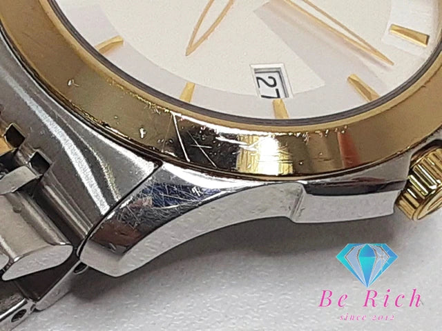 グッチ GUCCI Gタイムレス メンズ 腕時計 デイト YA126409 126.4 ホワイト シルバー ゴールド SS ブレス アナログ クォーツ QZ ウォッチ 【中古】【送料無料】 bt3099