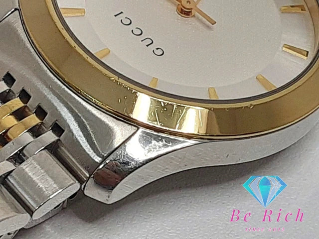 グッチ GUCCI Gタイムレス メンズ 腕時計 デイト YA126409 126.4 ホワイト シルバー ゴールド SS ブレス アナログ クォーツ QZ ウォッチ 【中古】【送料無料】 bt3099