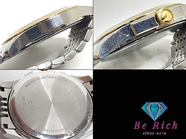 グッチ GUCCI Gタイムレス メンズ 腕時計 デイト YA126409 126.4 ホワイト シルバー ゴールド SS ブレス アナログ クォーツ QZ ウォッチ 【中古】【送料無料】 bt3099