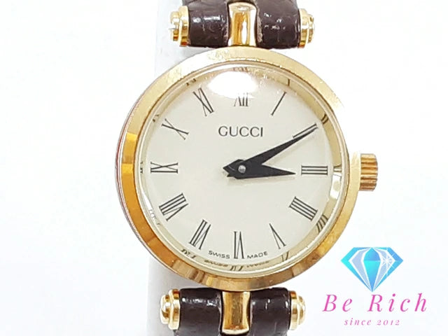 グッチ GUCCI レディース 腕時計 シェリー アラビア インデックス 白 ホワイト ボルドー SS レザー ブレス アナログ クオーツ QZ ウォッチ オールド ヴィンテージ アンティーク 【中古】  bt3106