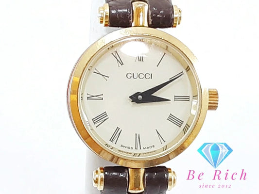 グッチ GUCCI レディース 腕時計 シェリー アラビア インデックス 白 ホワイト ボルドー SS レザー ブレス アナログ クオーツ QZ ウォッチ オールド ヴィンテージ アンティーク 【中古】  bt3106