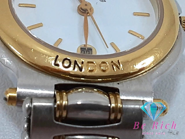 バーバリー BURBERRY レディース 腕時計 デイト 白 シルバー ゴールド SS ブレス ロゴ アナログ クォーツ QZ ウォッチ 【中古】【送料無料】 bt3124