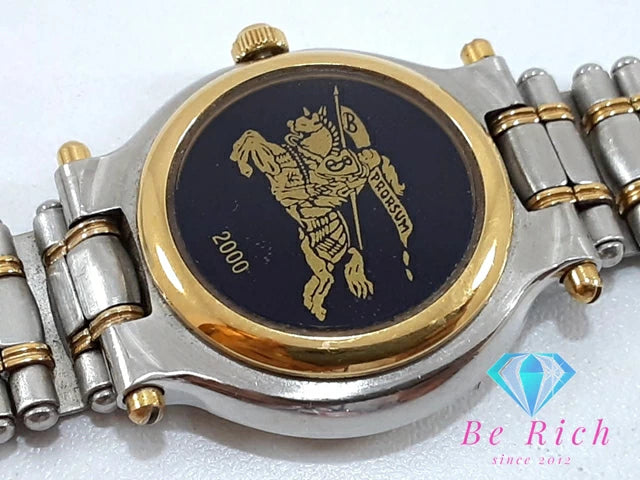 バーバリー BURBERRY レディース 腕時計 デイト 白 シルバー ゴールド SS ブレス ロゴ アナログ クォーツ QZ ウォッチ 【中古】【送料無料】 bt3124
