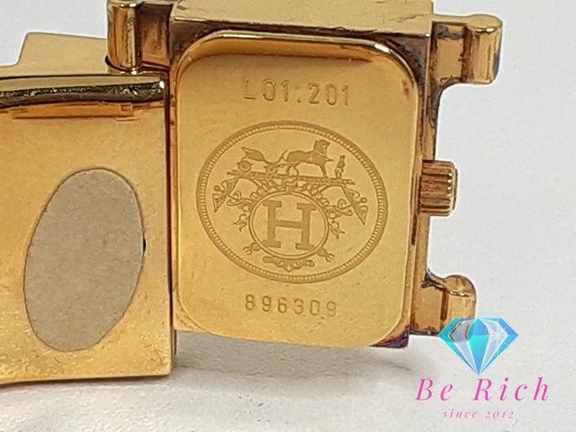 エルメス HERMES ロケ バングル ウォッチ L01.201 レディース 腕時計 ゴールド オレンジ SS リザード レザー ブレス ロゴ アナログ クォーツ QZ ウォッチ 【中古】【送料無料】 bt3127