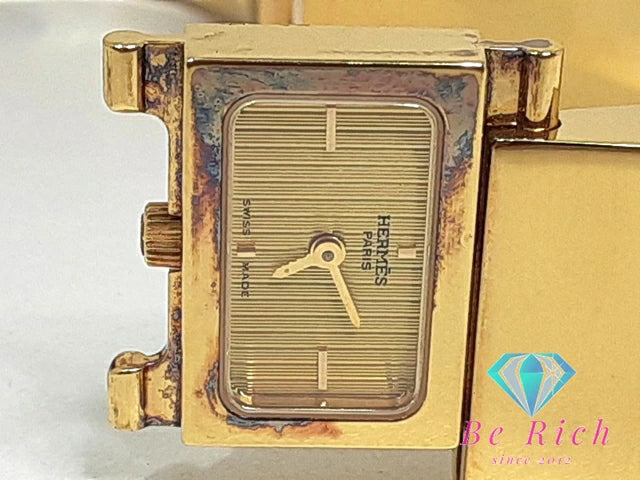 エルメス HERMES ロケ バングル ウォッチ L01.201 レディース 腕時計 ゴールド オレンジ SS リザード レザー ブレス ロゴ アナログ クォーツ QZ ウォッチ 【中古】【送料無料】 bt3127