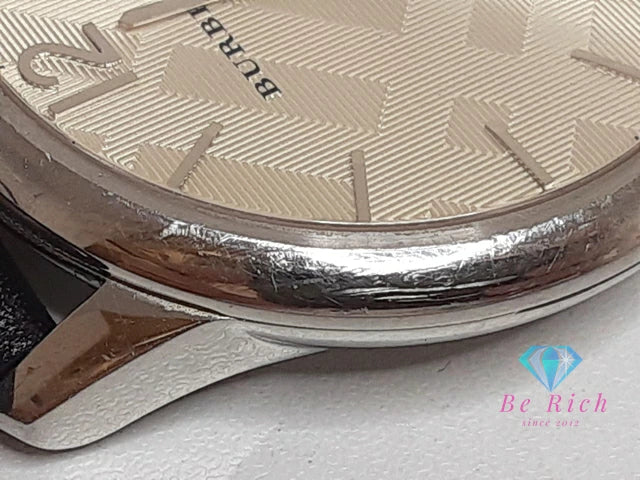 バーバリー BURBERRY BU10008 クラシック メンズ 腕時計 デイト スモセコ ラウンド シルバー ブラック 黒 SS レザー ブレス ロゴ アナログ クォーツ QZ ウォッチ 【中古】【送料無料】 bt3205