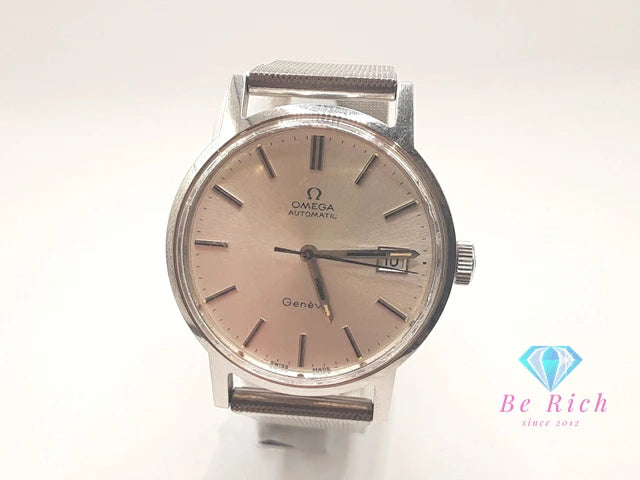 OH済 オメガ OMEGA ジュネーブ 166.0098 自動巻き メンズ 腕時計 デイト シルバー SS ブレス アナログ オートマ AT ウォッチ アンティーク ヴィンテージ Geneve  【中古】【送料無料】 bt3206