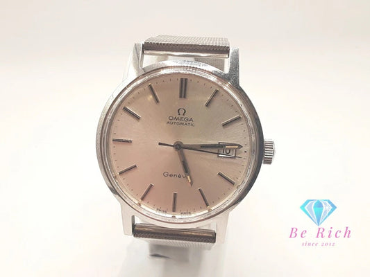 OH済 オメガ OMEGA ジュネーブ 166.0098 自動巻き メンズ 腕時計 デイト シルバー SS ブレス アナログ オートマ AT ウォッチ アンティーク ヴィンテージ Geneve  【中古】【送料無料】 bt3206