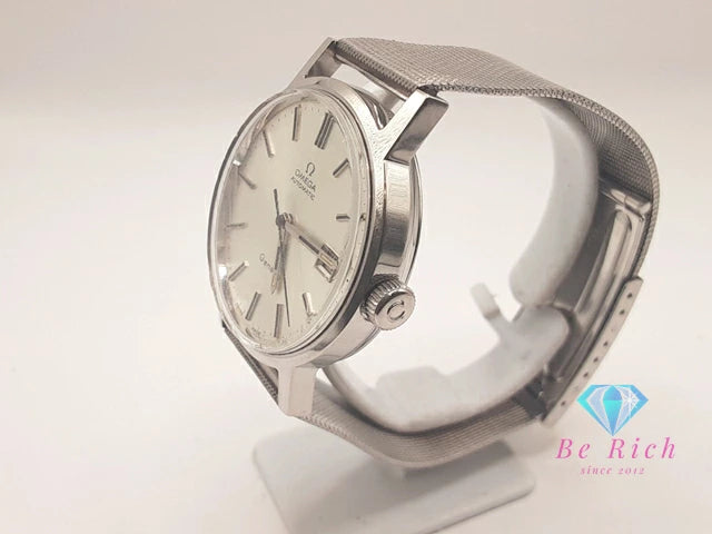OH済 オメガ OMEGA ジュネーブ 166.0098 自動巻き メンズ 腕時計 デイト シルバー SS ブレス アナログ オートマ AT ウォッチ アンティーク ヴィンテージ Geneve  【中古】【送料無料】 bt3206