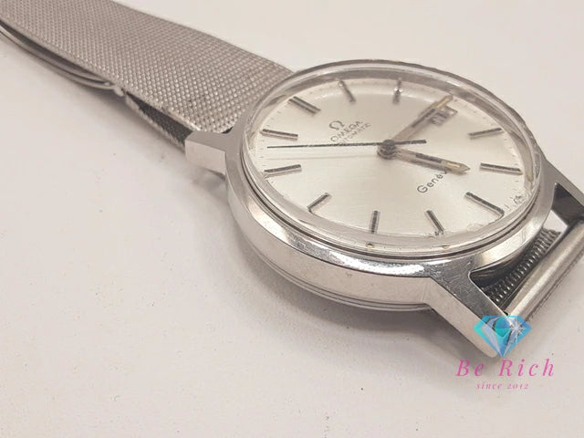 OH済 オメガ OMEGA ジュネーブ 166.0098 自動巻き メンズ 腕時計 デイト シルバー SS ブレス アナログ オートマ AT ウォッチ アンティーク ヴィンテージ Geneve  【中古】【送料無料】 bt3206