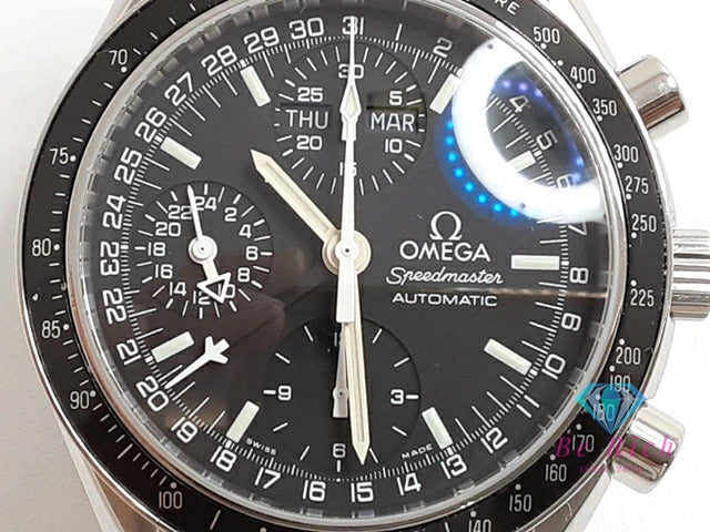 OH 仕上げ済 オメガ OMEGA スピードマスター マーク40 コスモス クロノグラフ 自動巻き メンズ 腕時計 デイデイト 3520.50 ブラック 黒 シルバー SS ブレス オートマ AT アナログ ウォッチ  【中古】【送料無料】  bt3221