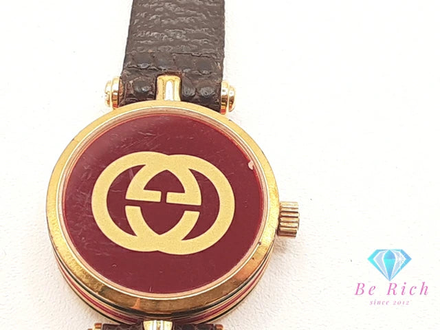 グッチ GUCCI レディース 腕時計 アイボリー ブラウン 茶 SS レザー シェリー ウェブ アナログ クォーツ QZ ウォッチ オールド ヴィンテージ アンティーク  【中古】【送料無料】 bt3224