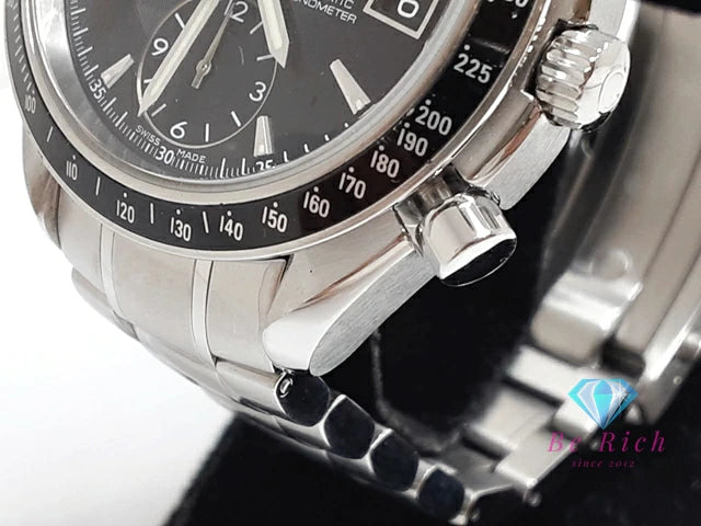 オメガ OMEGA スピードマスター デイト クロノグラフ 自動巻き メンズ 腕時計 3210.50 ブラック 黒 シルバー SS ブレス オートマ AT アナログ ウォッチ  【中古】【送料無料】  bt3247