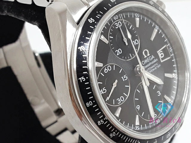 オメガ OMEGA スピードマスター デイト クロノグラフ 自動巻き メンズ 腕時計 3210.50 ブラック 黒 シルバー SS ブレス オートマ AT アナログ ウォッチ  【中古】【送料無料】  bt3247