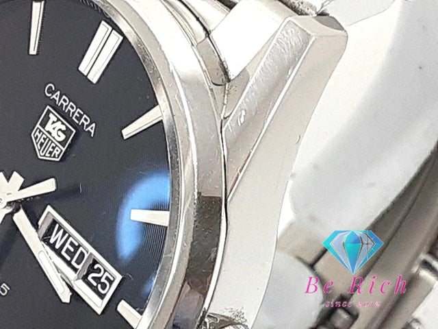 タグホイヤー TAG HEUER カレラ キャリバー5 自動巻き メンズ 腕時計 デイデイト WAR201-A  ブラック 黒 シルバー SS ブレス ロゴ アナログ AT オートマ ウォッチ WAR201A.BA0723 CARRERA  【中古】【送料無料】 bt3272